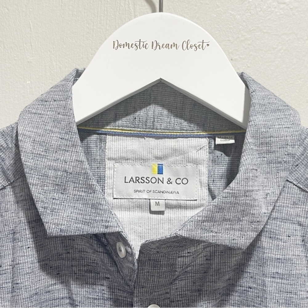 LARSSON & CO SPIRIT OF SCANDINAVIA Men’s Blue Short Sleeve Button Up Shirt M - Picture 7 of 10